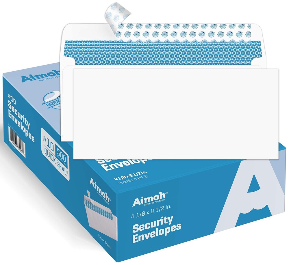 500#10 Security Self Seal Envelopes, Windowless, Premium Security Tint Patter...