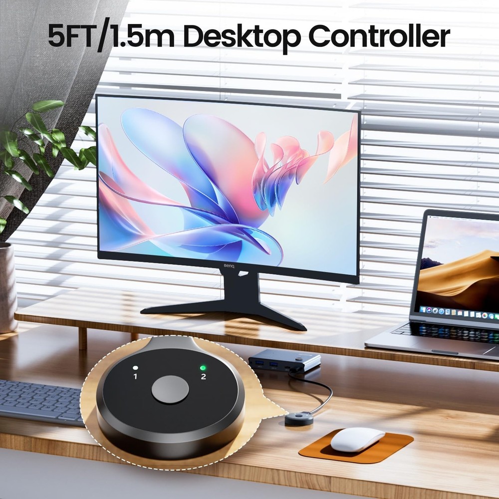 USB 3.0 Switch 2 in 4 Out with Desktop Controller, Aluminum USB Switch for 2 ...