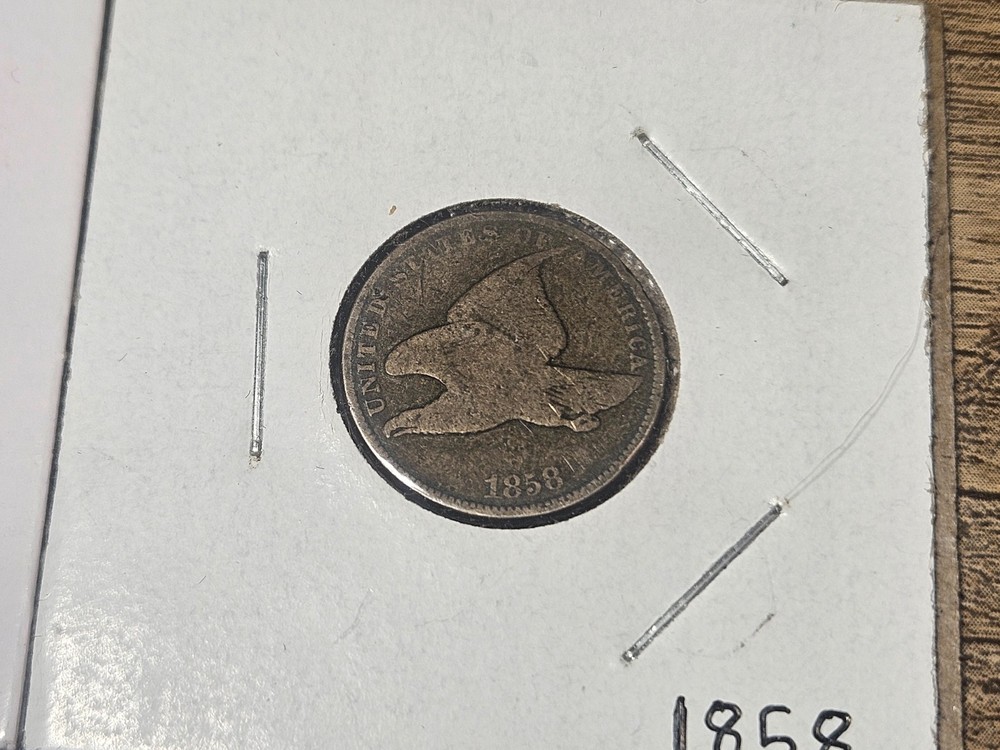 1858 1C Large Letters Flying Eagle Cent