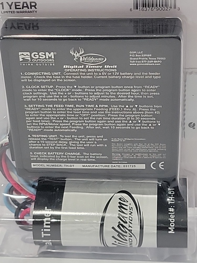 Wildgame Innovations Digital Controller Timer 6V or 12V Battery Operation TH-DT