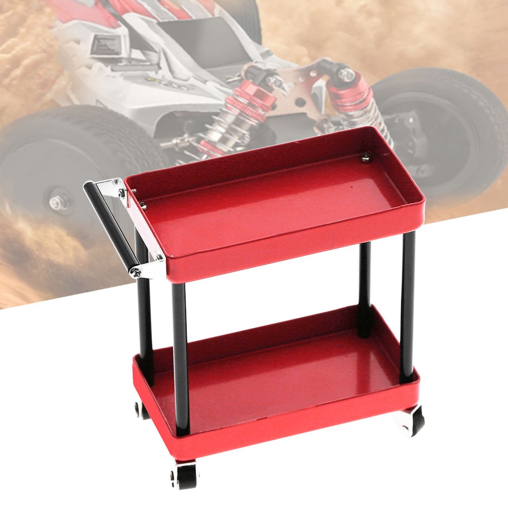 (Red)Service Tool Cart | 2-Tier Tools Storage Trolley | Mobile Workshop