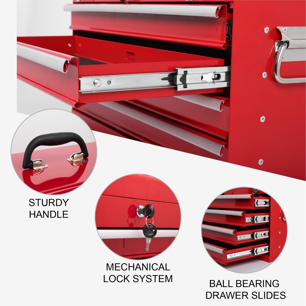 1Pcs Multi-Function Tool Organizer Heavy Duty Metal Red Tool Box with EVA Liners