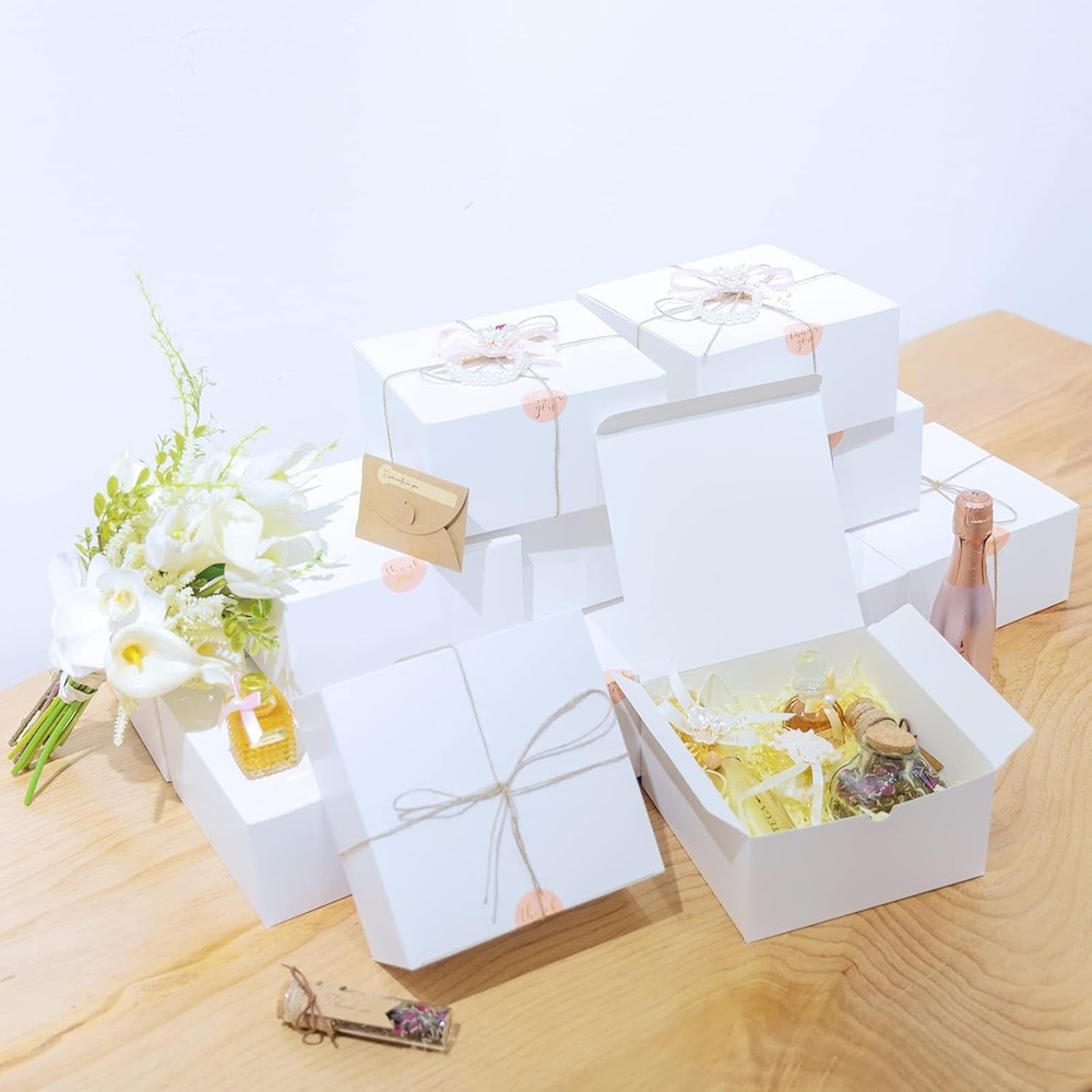 Sturdy Easy Assemble Gift Boxes - 12 White Glossy Boxes for Every Celebration