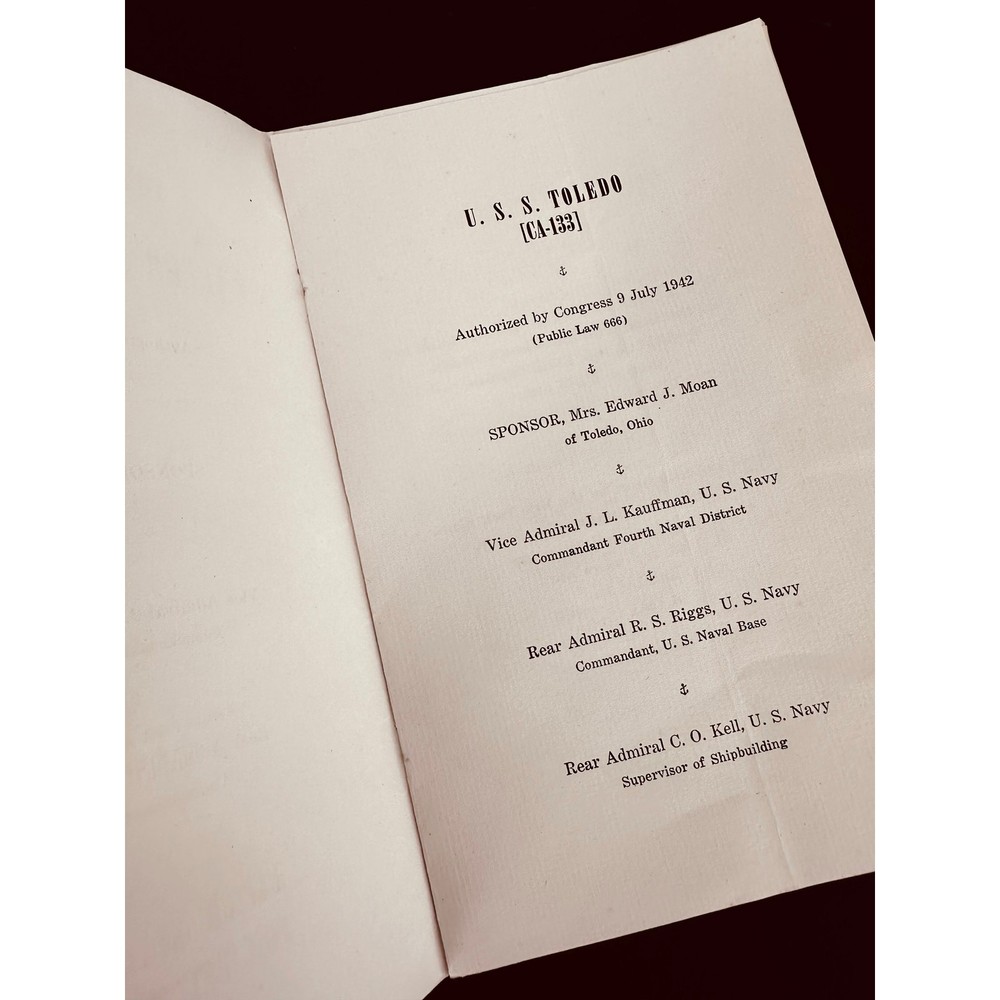 USS Toledo CA-133 Commissioning Program 1945 Navy