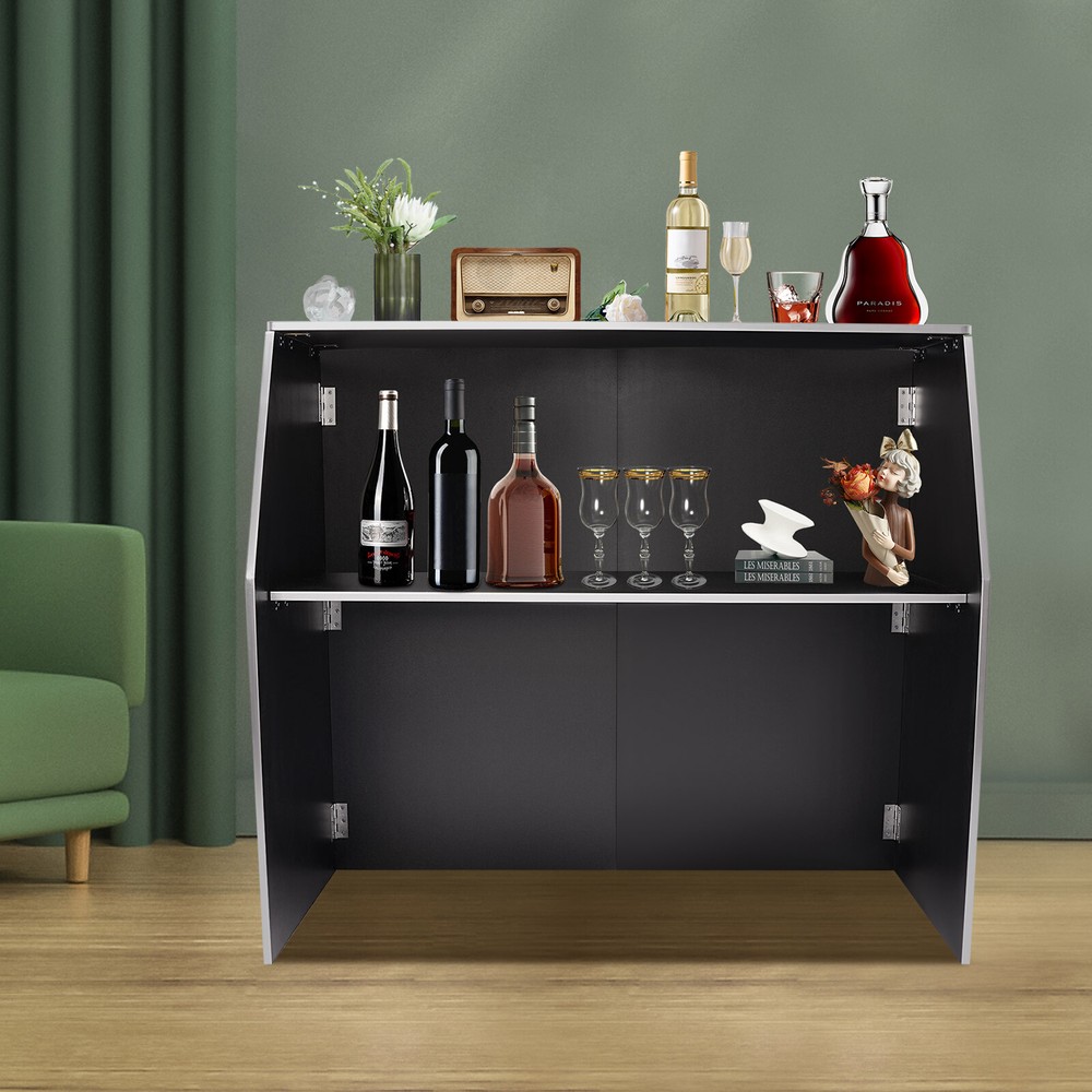 Portable Bar Cabinet Foldable Bar Portable Event Bar Rectangular Freestanding