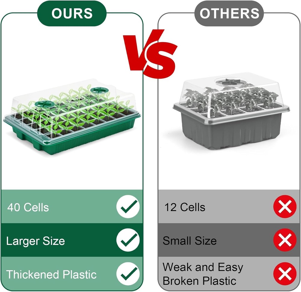 5 Pack Seed Starter Tray Seed Starter Kit 200 Cells Total Tray