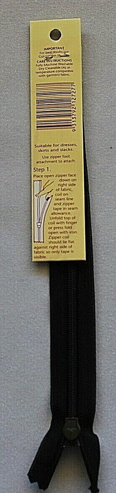 Birch 18cms (7") Black Polyester Invisible Zipper