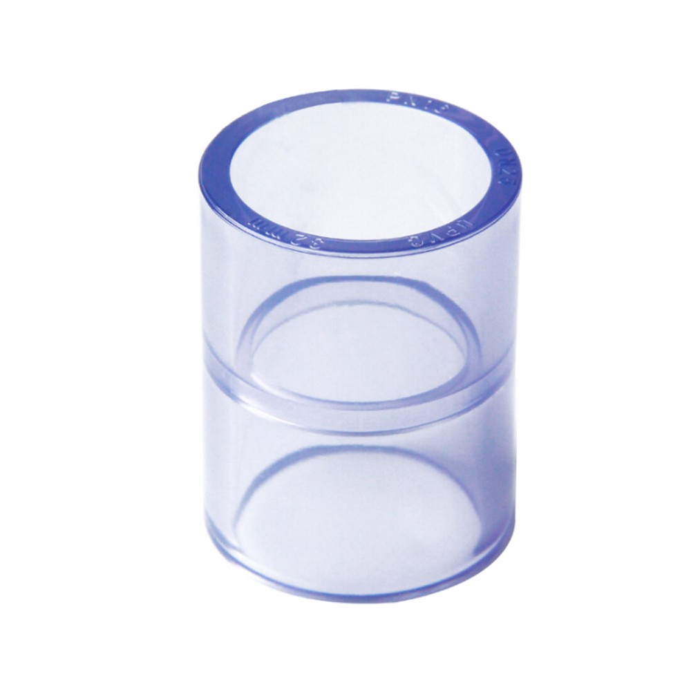 PVC Direct Pipe Fitting Straight Joint Water Pipe Socket Coupling Transparent