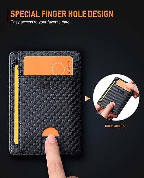 Slim Minimalist Card Holder Front Pocket RFID Blocking Leather Wallet for Men
