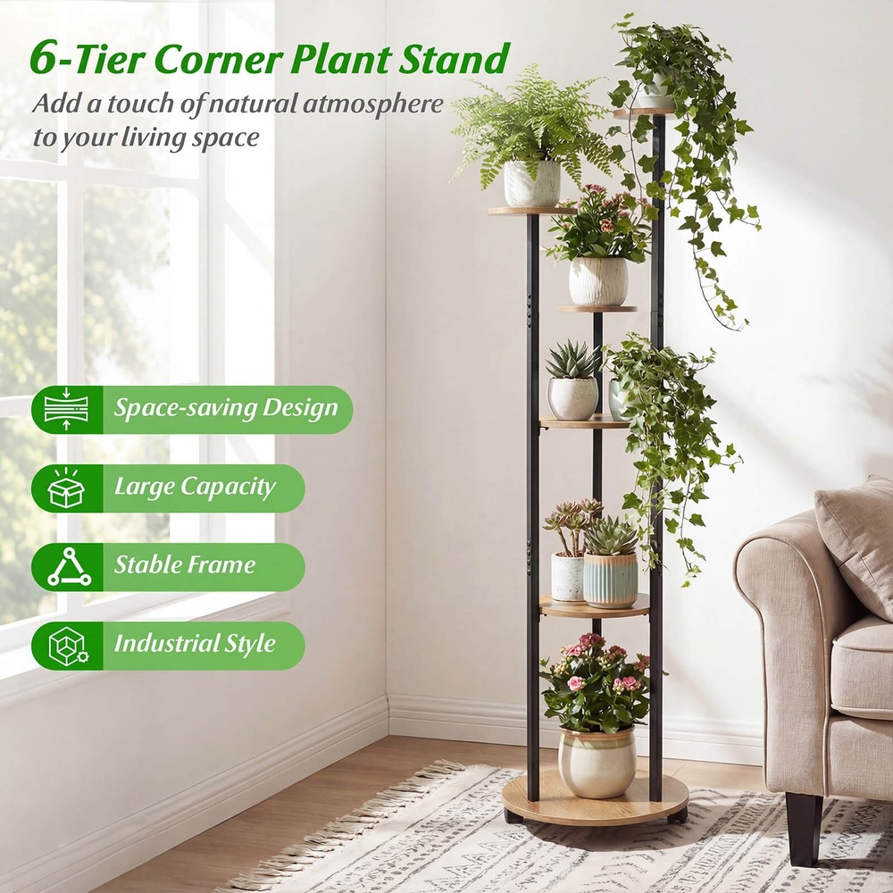 6-tier Plant Stand w/RGB Light Adjustable Lighting Modes Remote APP Control