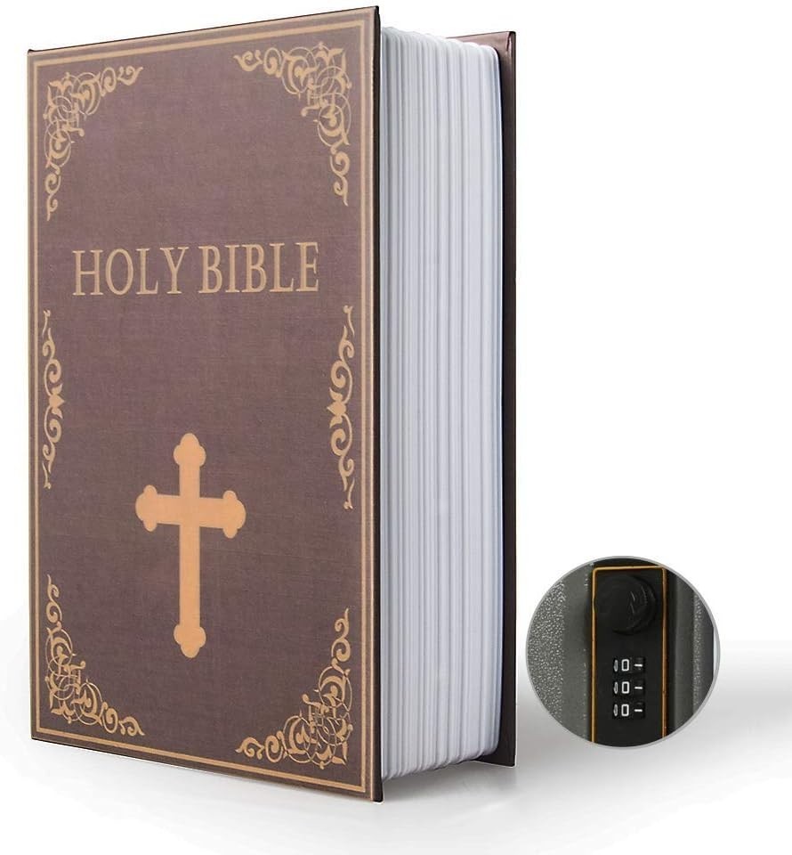 Bible Book Diversion Safe Storage Box with Combination Lock for Cash Keys