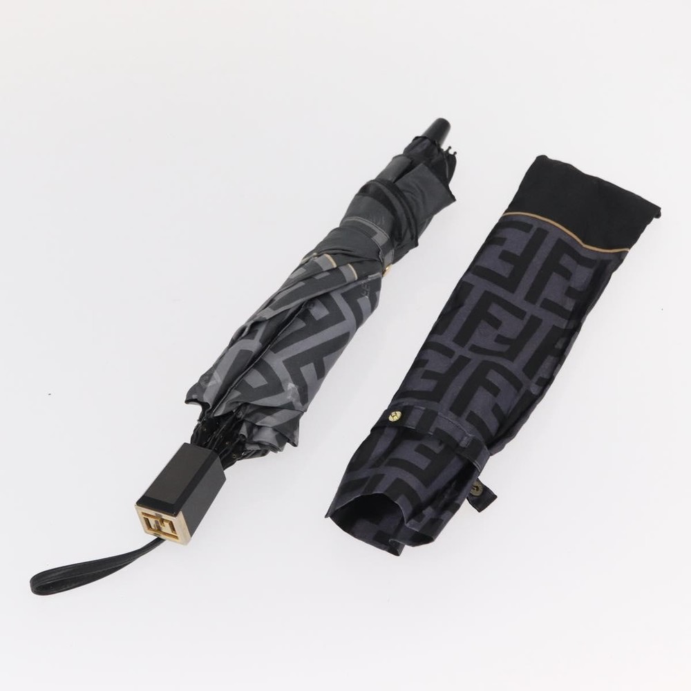 FENDI Zucca Canvas Folding Umbrella Navy Auth am9873