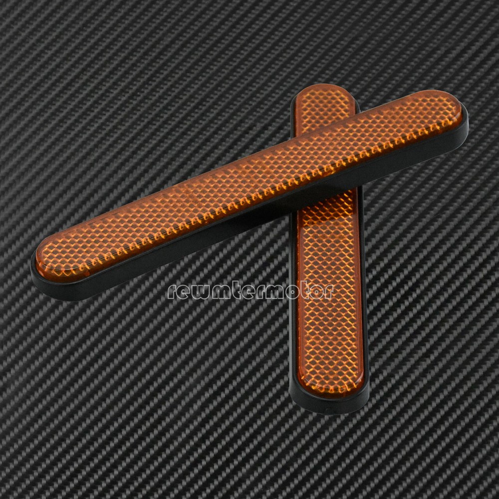 Front Rear Amber Reflector Sticker Saddlebag Latch Fork Fit Harley Low Riders