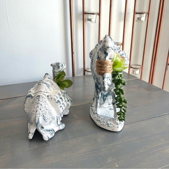 Eclectic Revival Upcycled Hand Painted Ceramic Camel Set Succulent Embellished