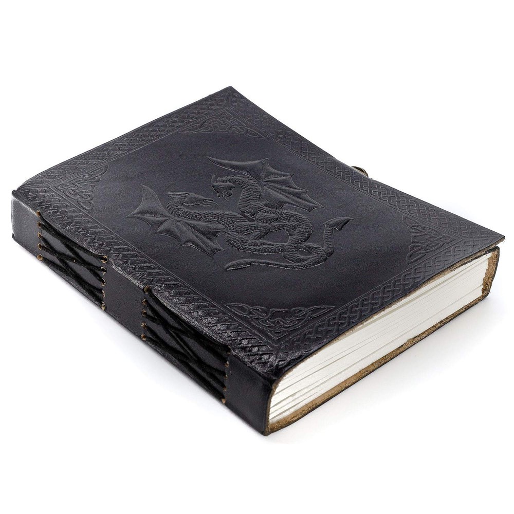 Handmade Leather Double Dragon Journal/Writing Notebook Diary/Bound Daily Not...