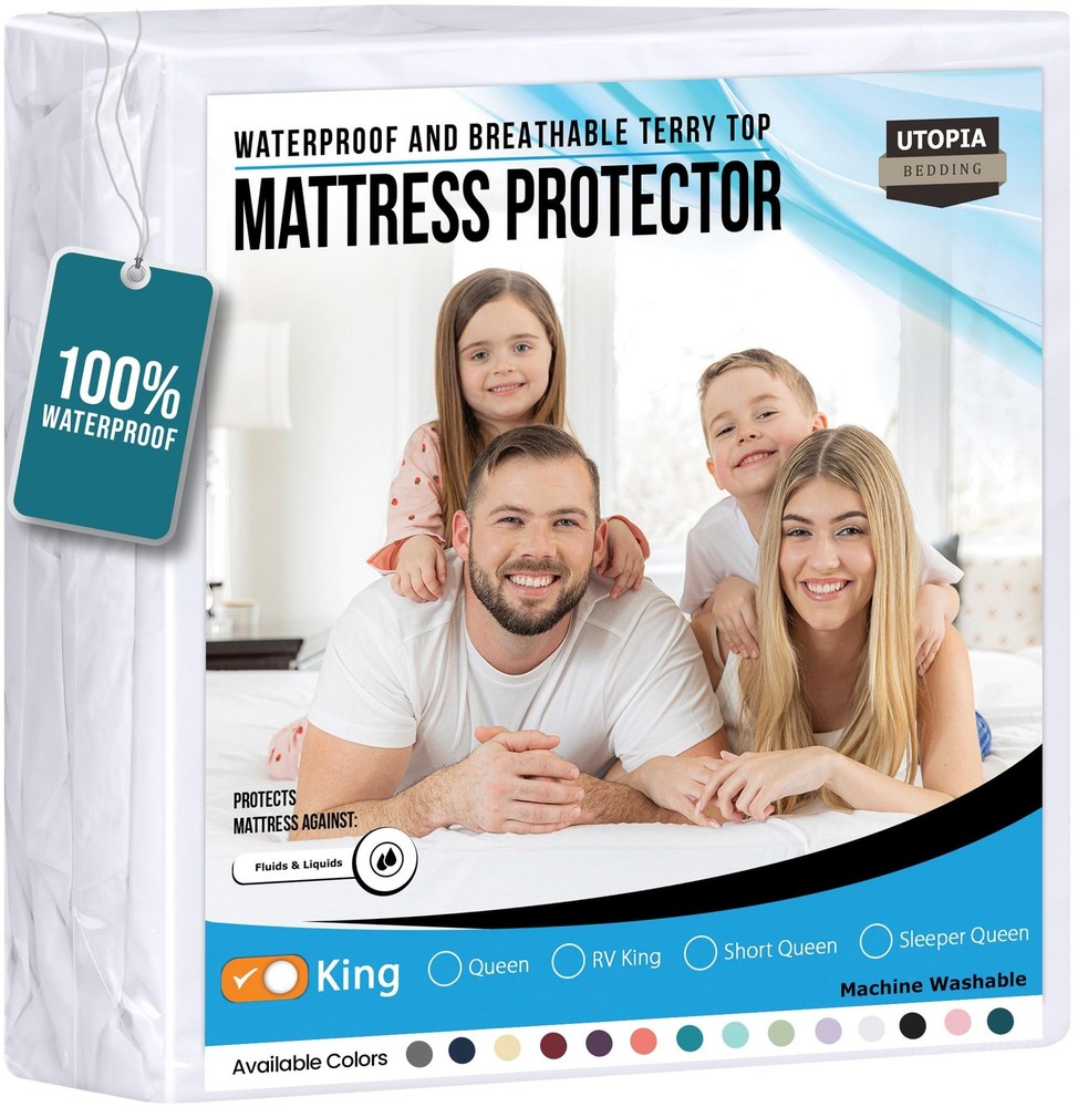 Utopia Bedding Waterproof Mattress Protector King Size, Premium Terry Mattres...