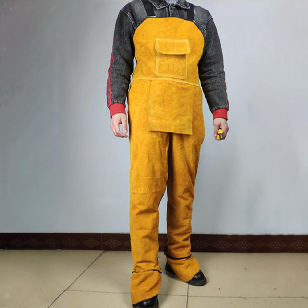 Leather Bib Welding Apron Suit Welding Clothes Resistant