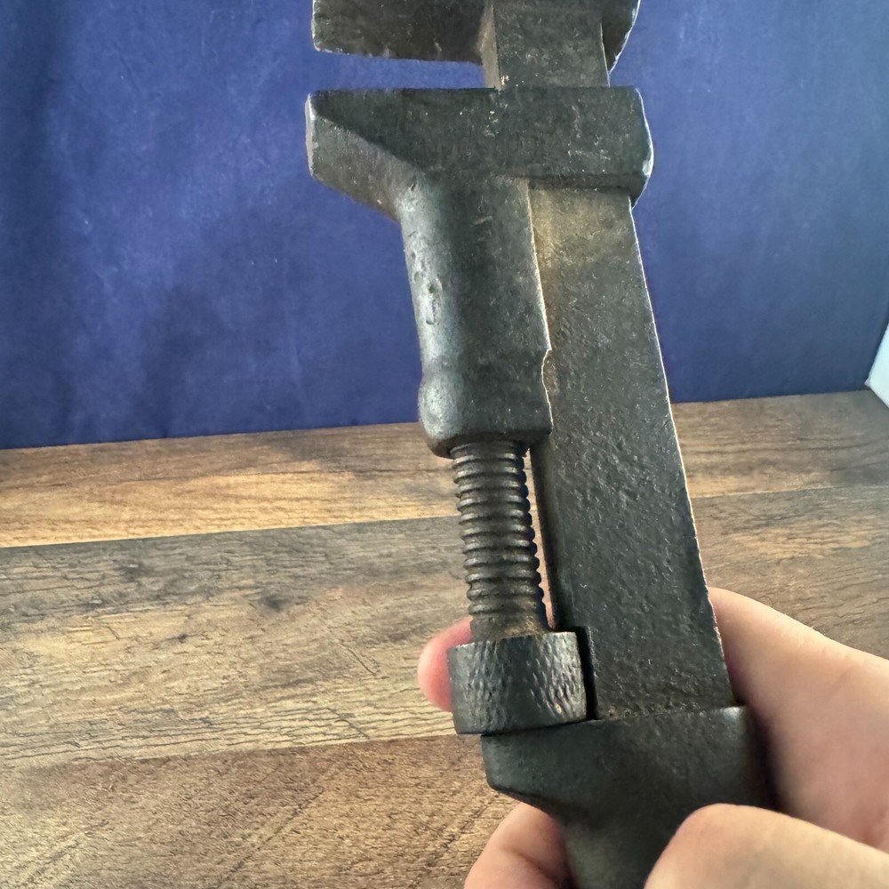 Antique 12" Long Monkey Pipe Wrench Wooden Handle