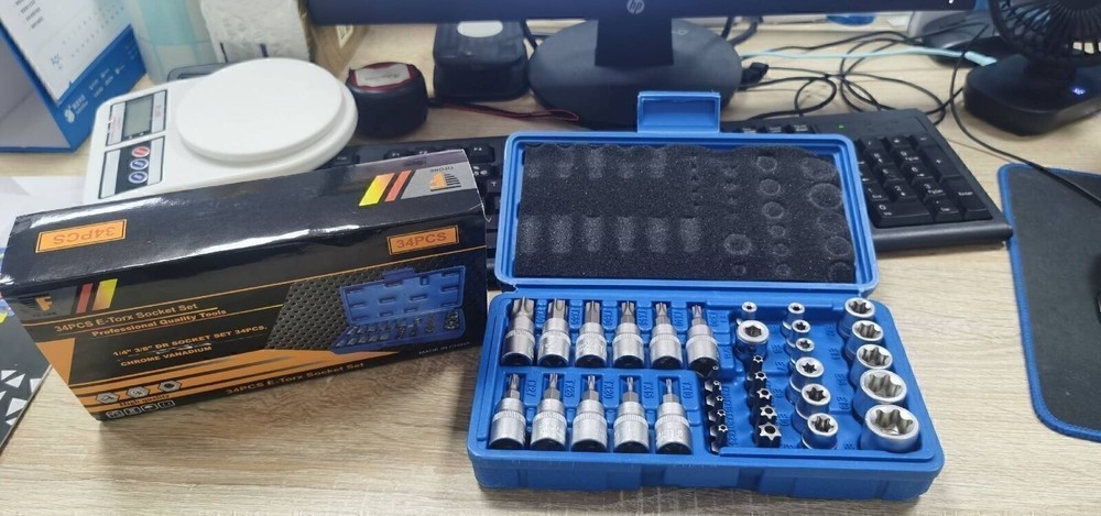 Drive Male Female Torx Star Bit Socket E-Socket Set Handheld Tool 34Pcs For Car