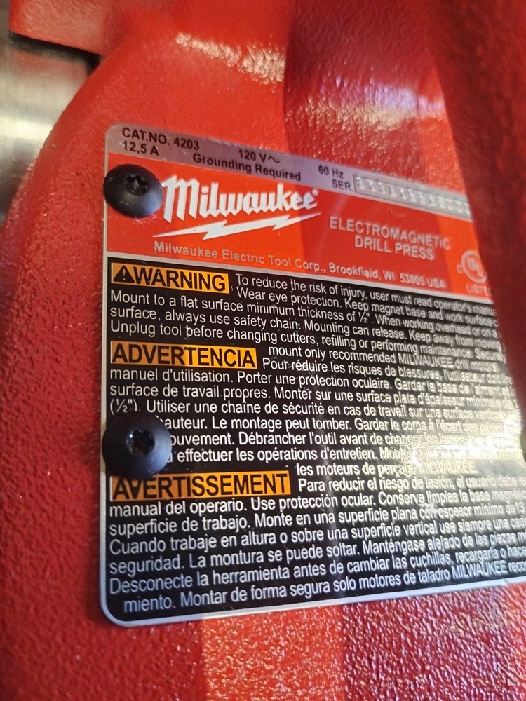 NEW!! Milwaukee 4203 Electromagnetic Drill Press Base OPEN BOX!!