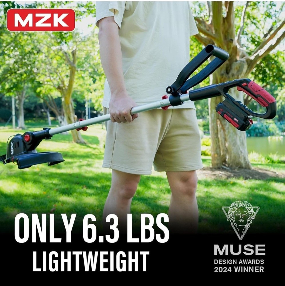 MZK 20V 12'' Cordless String Trimmer, Grass Trimmer&Edger with 8 Replacement Spo