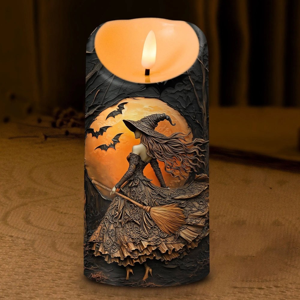 Custom Witch LED Light Candle Salem Witch Halloween Gift Witch Lovers Decor
