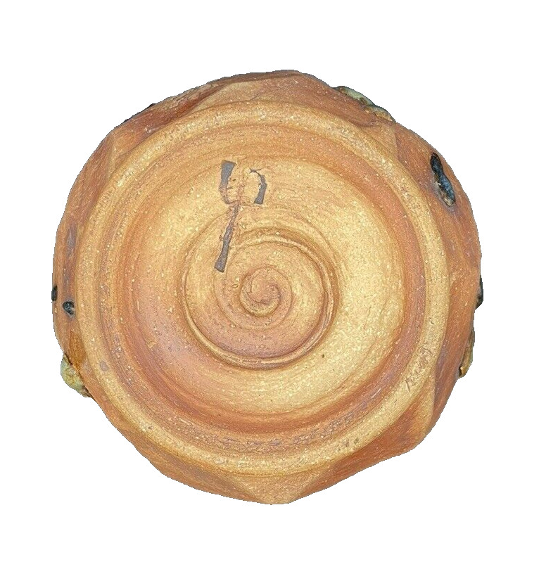 Studio Art Pottery Red Clay Drip Glaze Abstract Design Planter