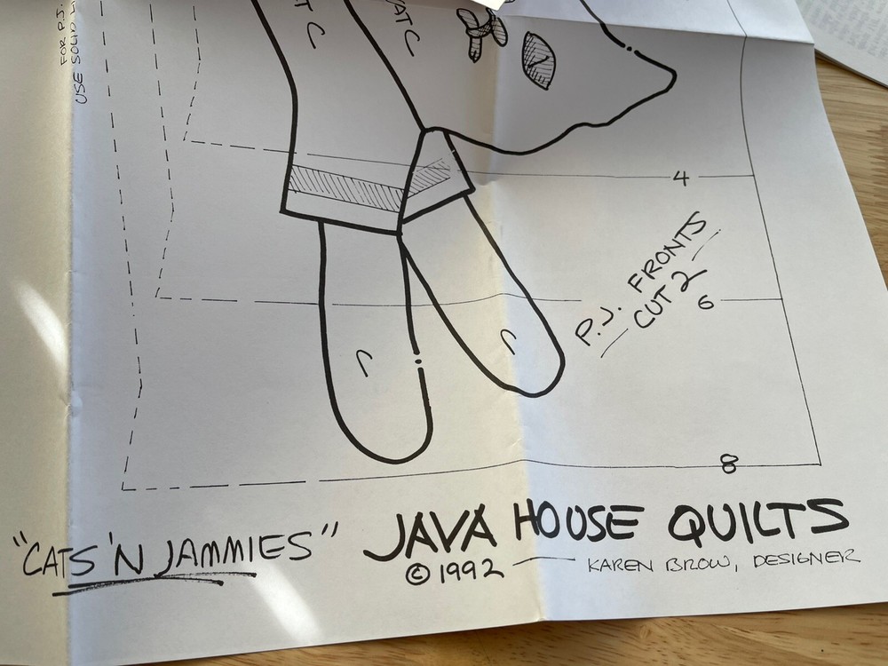 Quilt Pattern: "Cats N' Jammies" by Java House Quilts Karen Brow