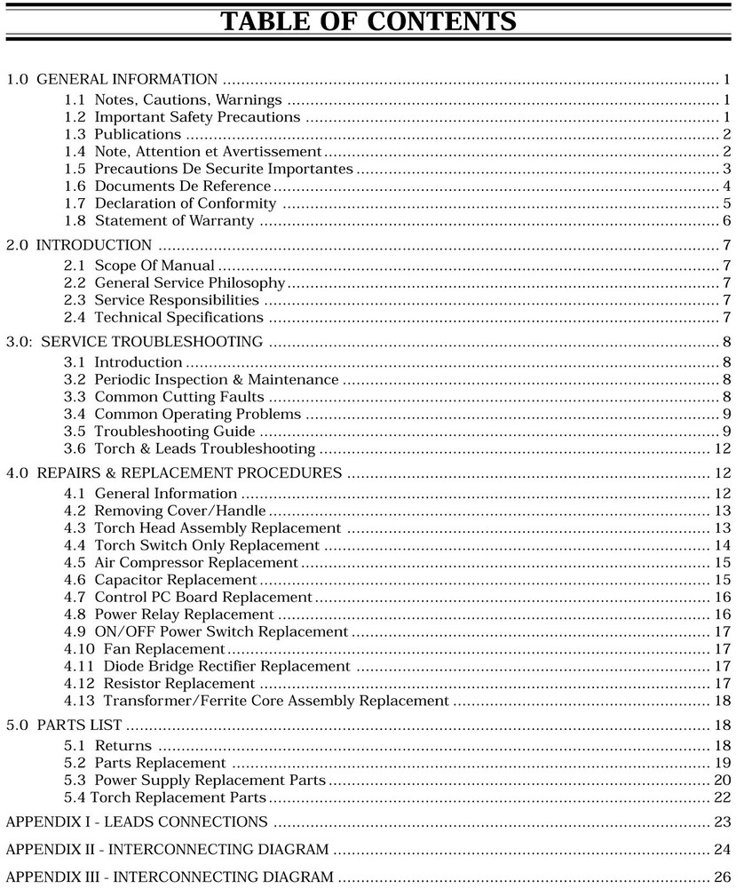 Thermal Dynamics FirePower FP-18 Plasma Cutter Service Manual *964