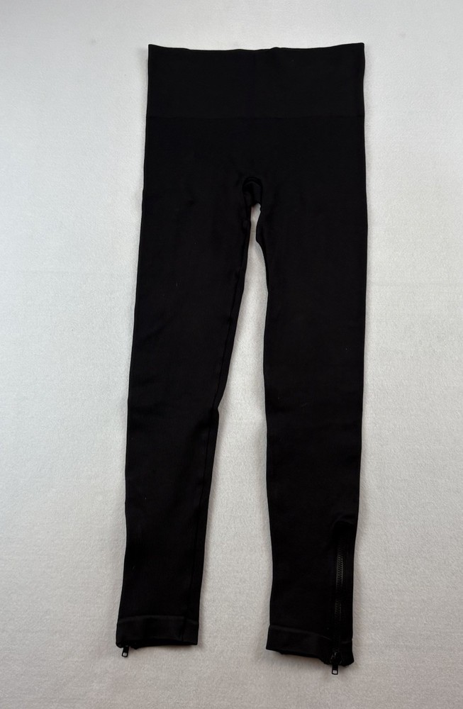 Spanx Seamless Side Zip Ankle Leggings Womens Small Black