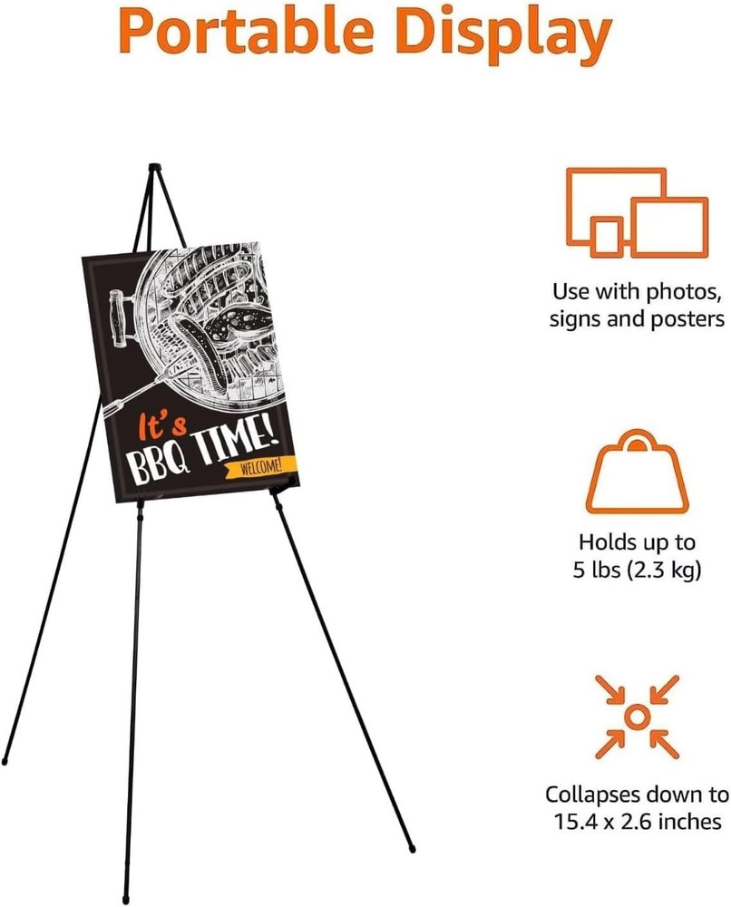 Amazon Basics Easel Stand, Lightweight, Collapsible & Portable with Tripod Base