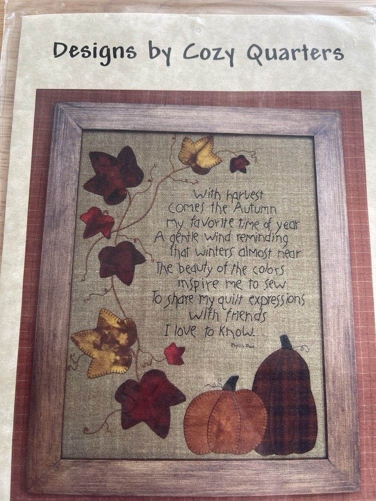 Autumn Stitchery Pattern Design by Cozy Quarters, 16”x21”