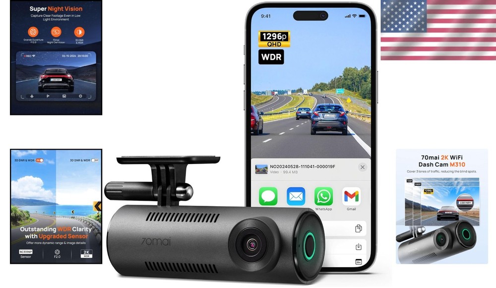 Front Dash Camera 130° Wide-Angle Loop Recording