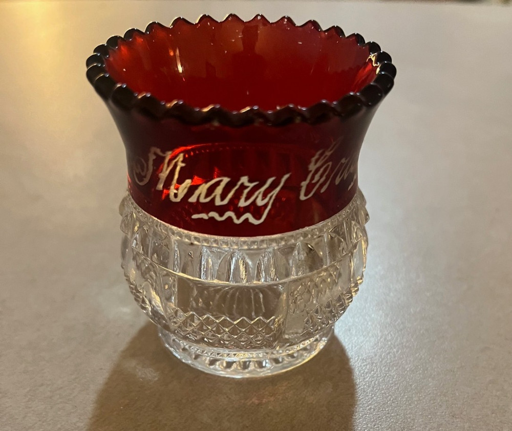 1901 Pan American Exposition Ruby Glass Toothpick Holder