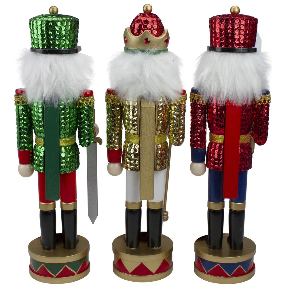 Nutcracker Factory 3 Wood Sequin Jacket Christmas Nutcracker 14"