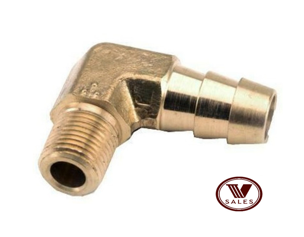 1/4" Hose Barb x 1/8 Male NPT Brass 90 Degree Elbow HB4-MNPT2-90 Brand New
