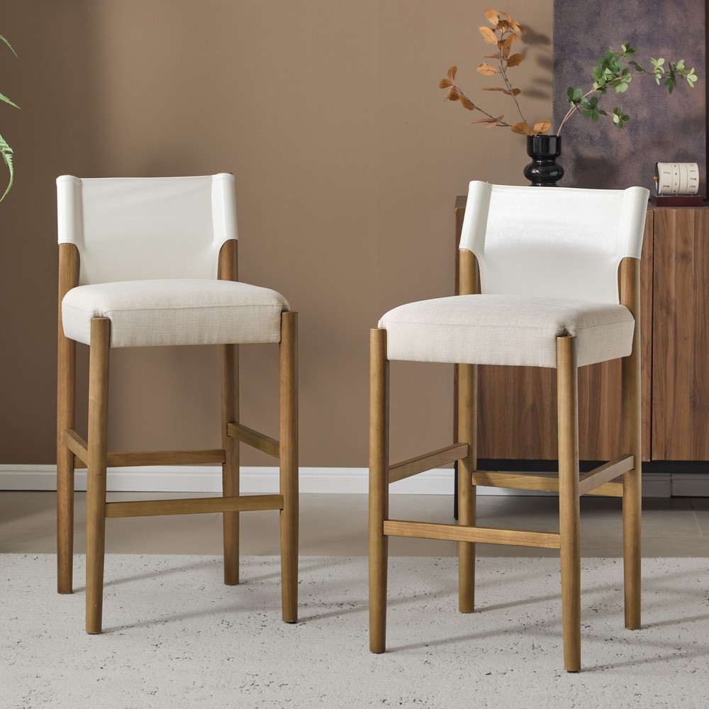 28.5'', Modern Solid Wood Bar Stool with Polyester Cushion - Minimalist