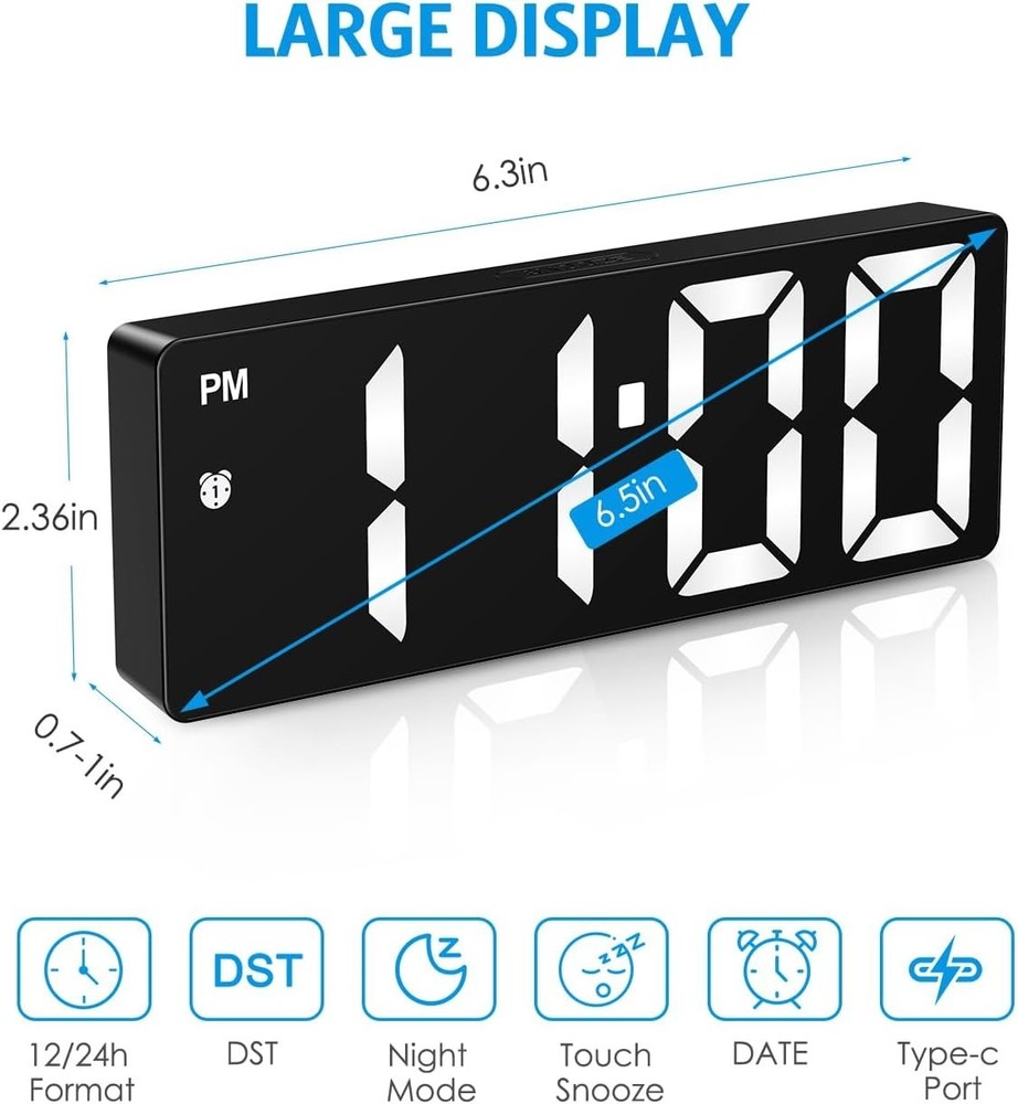 Sophisticated Digital Alarm Clock with Power Saving Mode & Illuminated Display