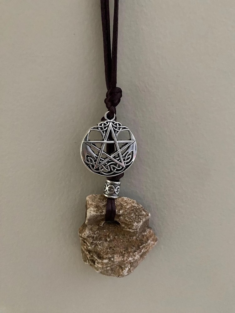 Hag Stone Pentacle Wall Hanging, Protection Amulet