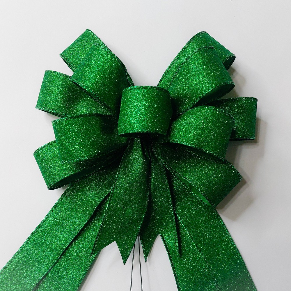 St Patrick's Day Bow, Glimmer Glitter, Emerald Green