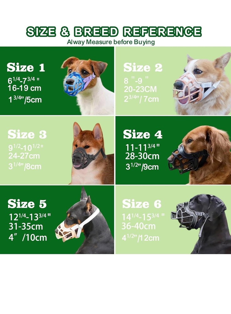 Dog Muzzle, Basket Muzzle Anti Biting Chewing, Large Breed Lightweight size 6