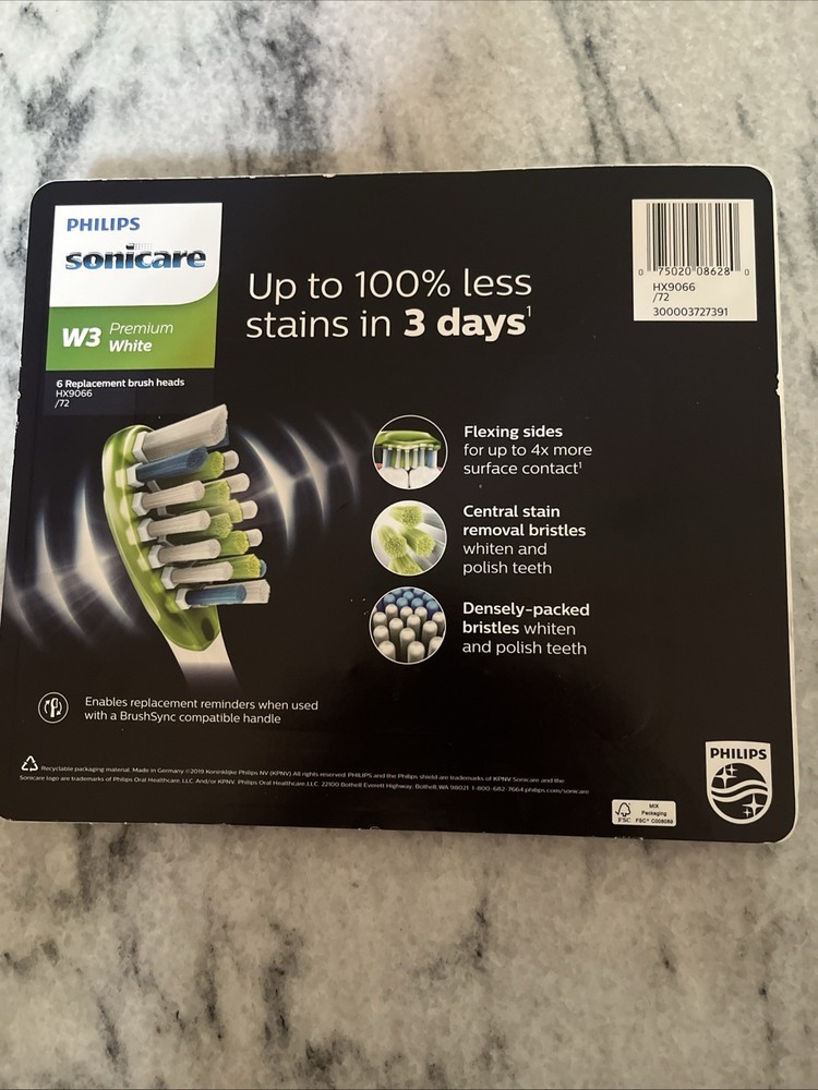 Philips Sonicare Premium White Replacement Toothbrush Heads + BrushSync (6 Pack)