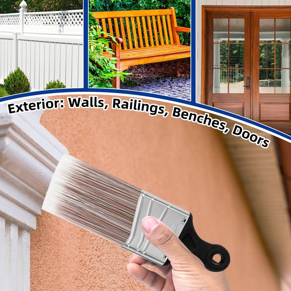 Wesquer 3-Pack Short Handle Angle Paint Brushes for Precision Trim & Cut-in P...