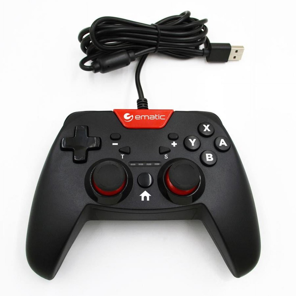 Restored Ematic Black Handheld Wire Gaming Controller for Nintendo Switch