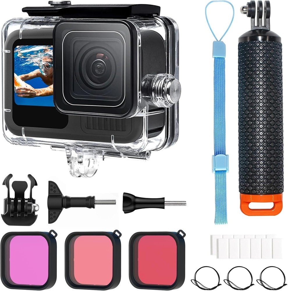 Complete Waterproof GoPro Pack: Case, Floating Grip & 3 Filters for All Models