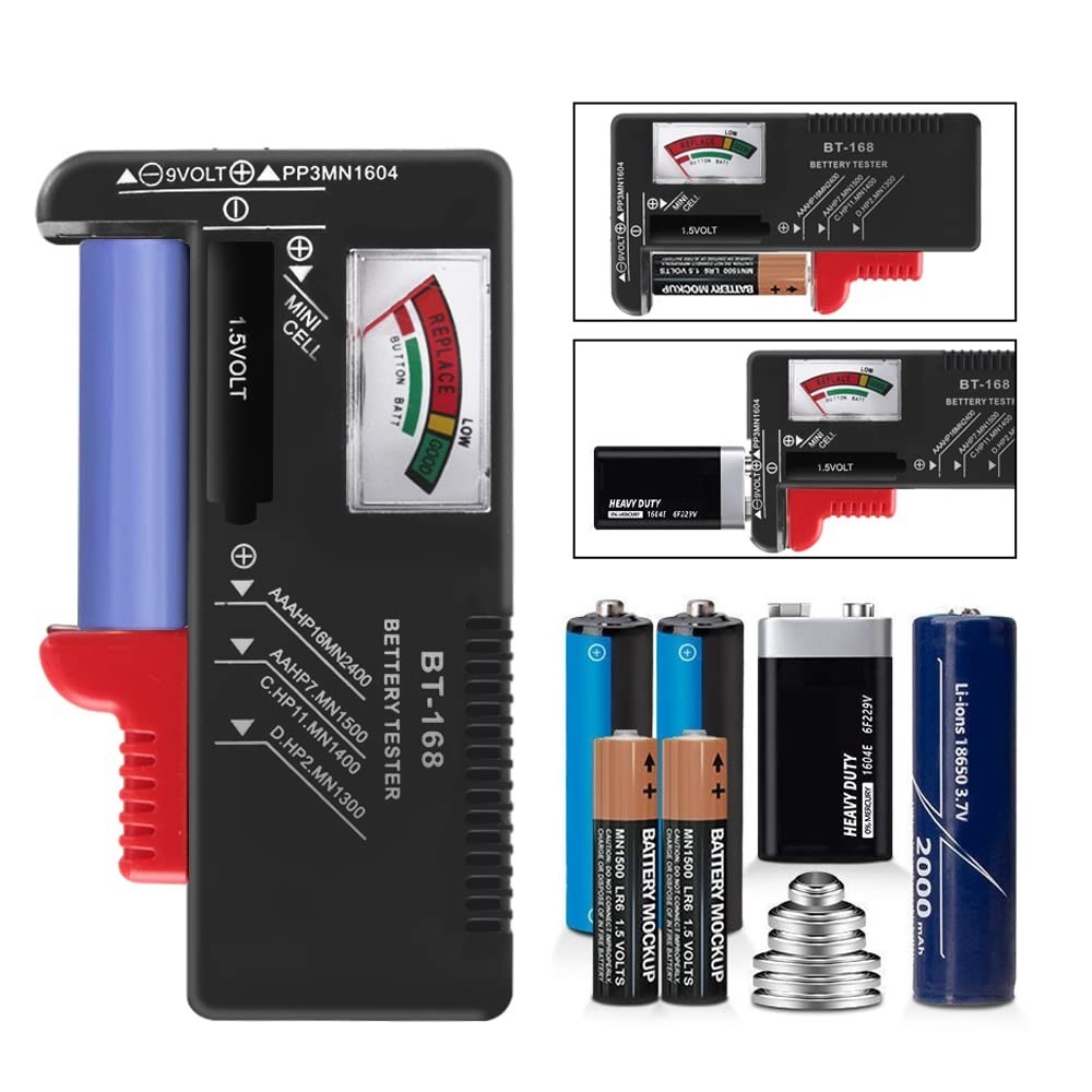 2Pcs Universal Battery Tester Checker for AA AAA C D 9V 1.5V Button Cell Batt...