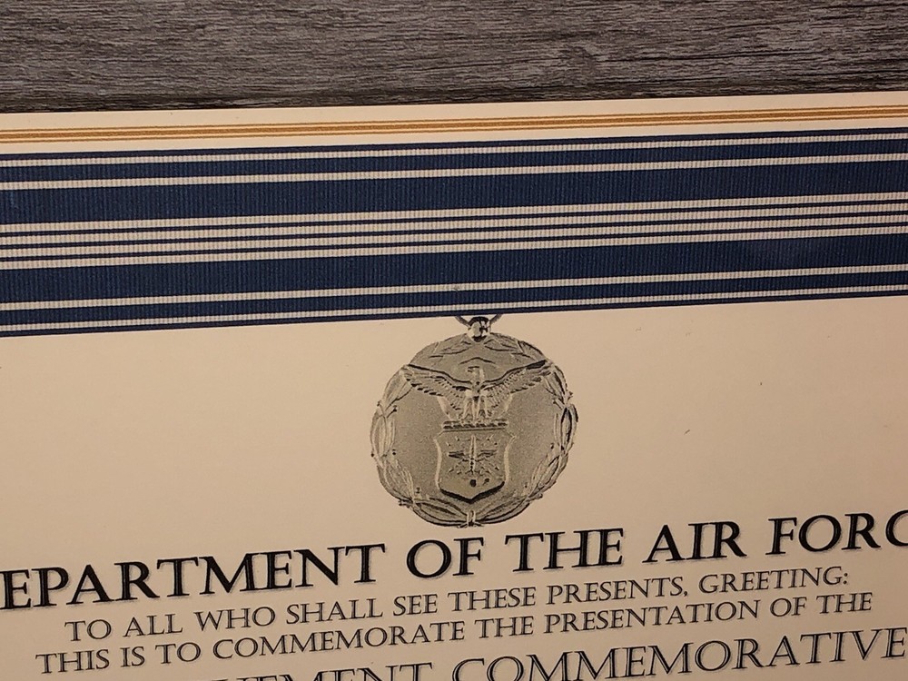 USAF CIVILIAN ACHIEVEMENT COMMEMORATIVE AWARD CERTIFICATE Type-1