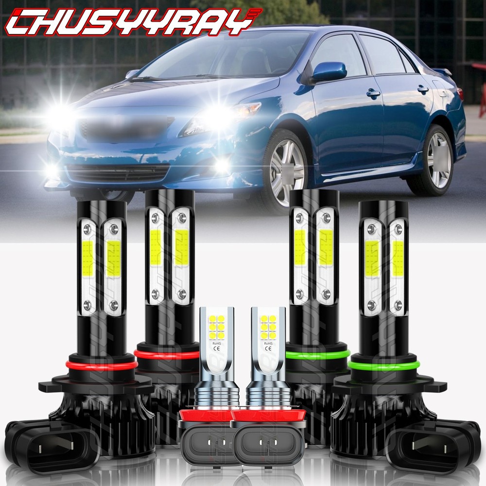 For Toyota Corolla 2009 2010 2011 2012 2013 LED Headlights High/Low + Fog Lights