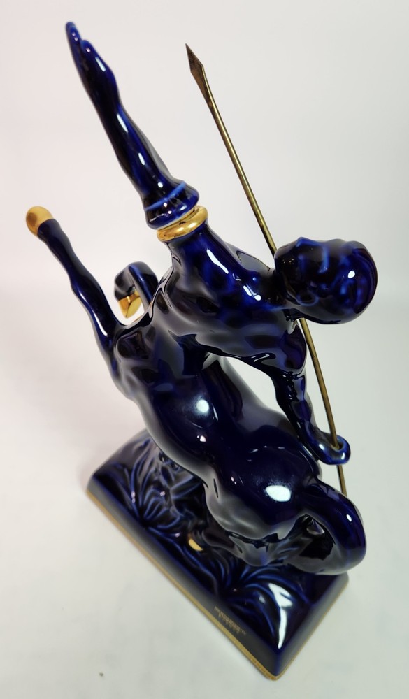 Remy Martin Blue Centaur Ceramic Decanter Empty Vintage Cognac Bottle