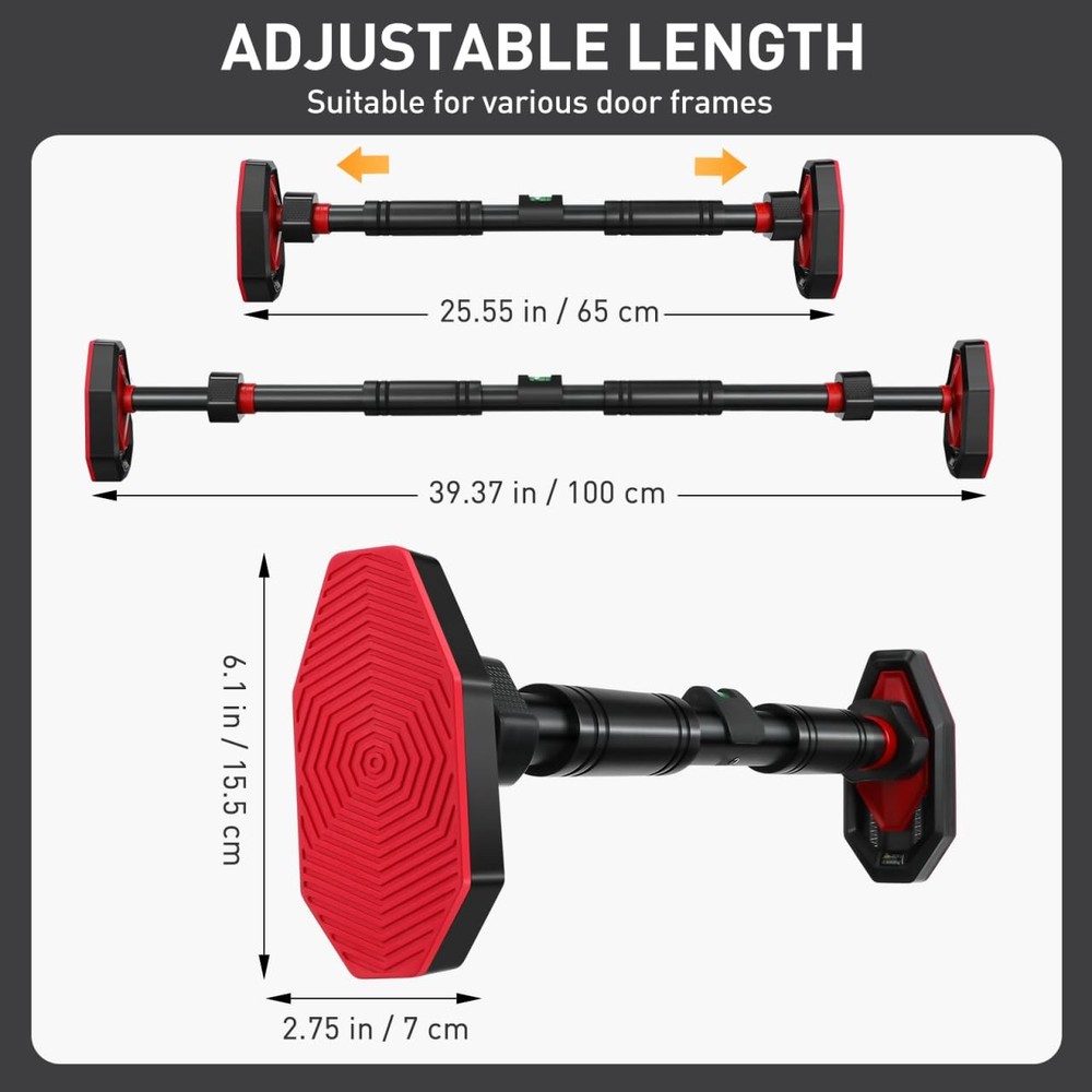 Adjustable Doorway Pull up Bar with Secure Locking No Drilling Installation C...